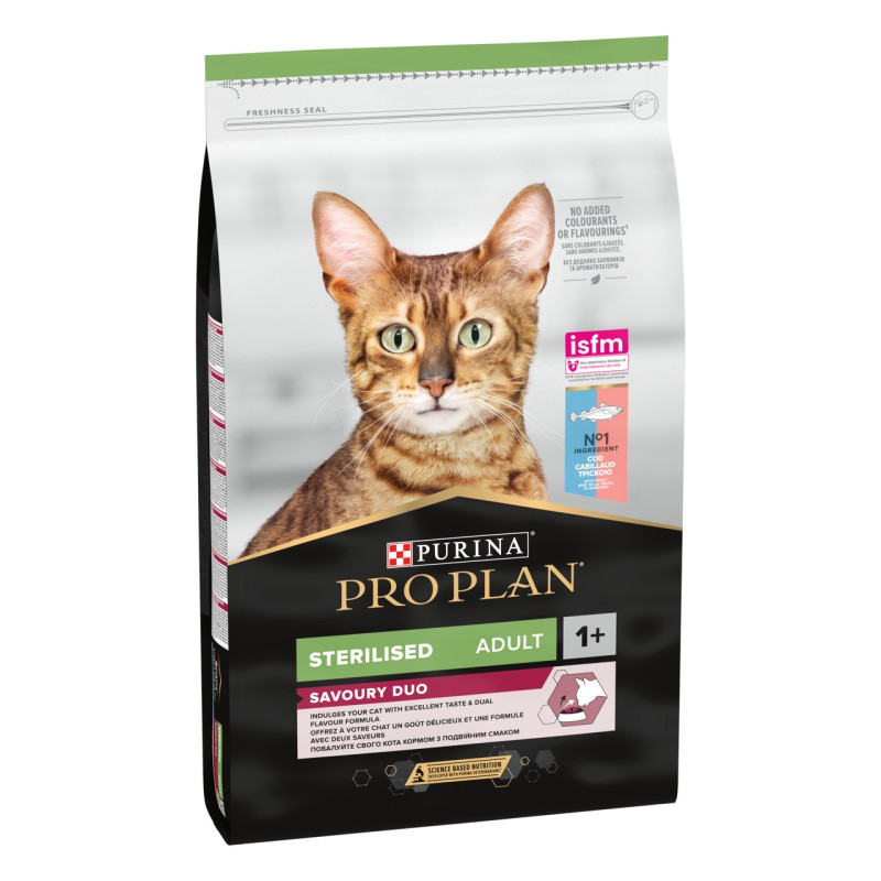 Purina Pro Plan Sterilised Savoury Duo Cod & Trout сухой корм для стерилизованных кошек с треской и форелью 3 кг - фото 2