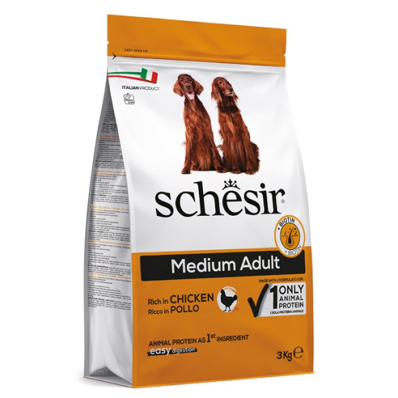 Schesir Dog Medium Adult Chicken сухой корм с курицей для собак средних пород, 3 кг - фото 2