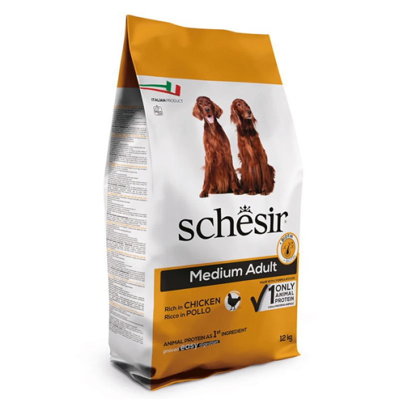 Schesir Dog Medium Adult Chicken сухий корм із куркою для собак середніх порід, 12 кг - фото 2