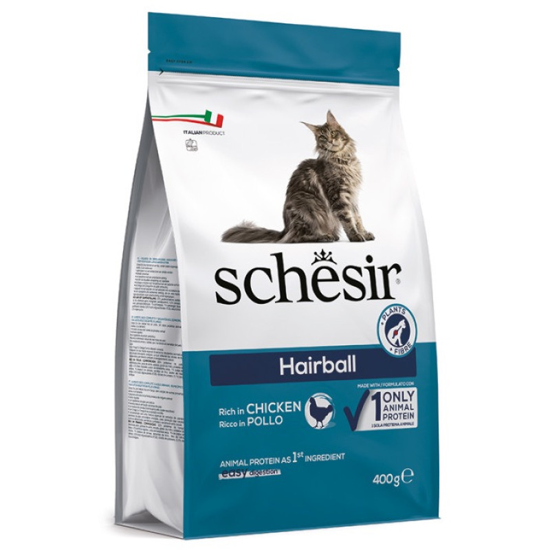 Schesir Cat Hairball сухой корм с курицей для вывода шерсти у котов, 400 гр - фото 2