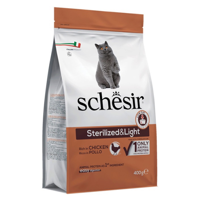 Schesir Cat Sterilized & Light сухой корм с курицей для стерилизованных котов, 400 гр - фото 2