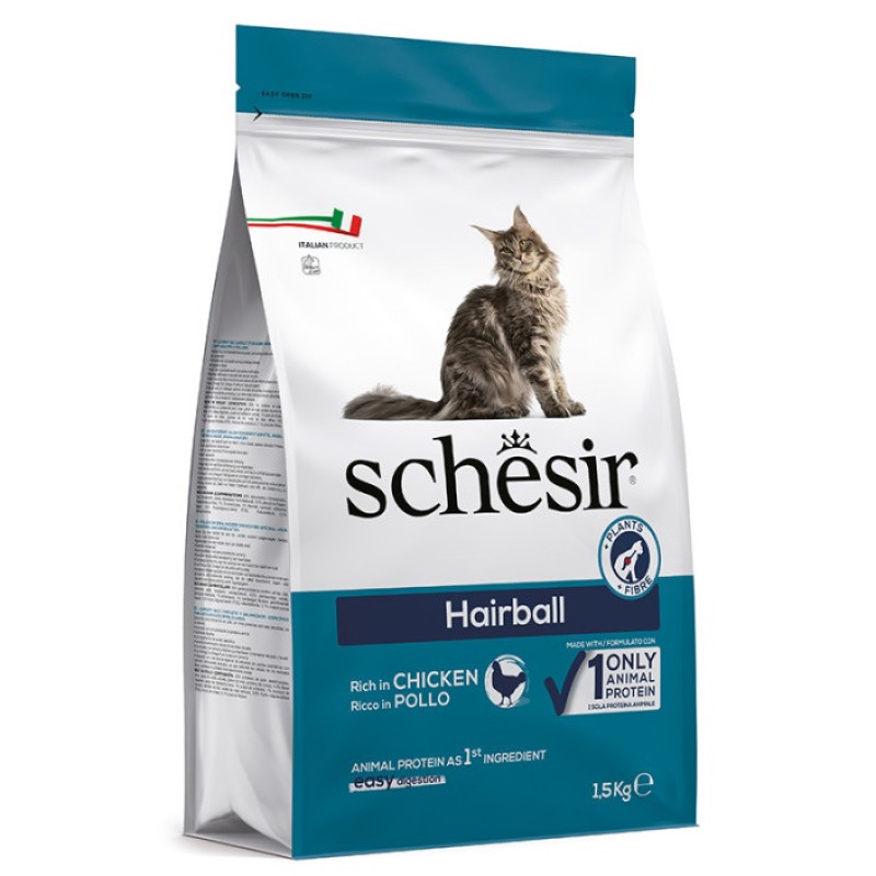 Schesir Cat Hairball сухой корм с курицей для вывода шерсти у котов, 1.5 кг - фото 2