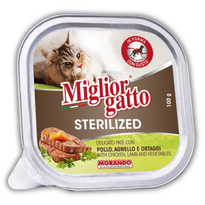 Morando Migliorgatto Sterilized набор влажного корма для стерилизованных котов с прошутто, курицей, ягненком и говядиной, 6 шт х 100 гр - фото 4