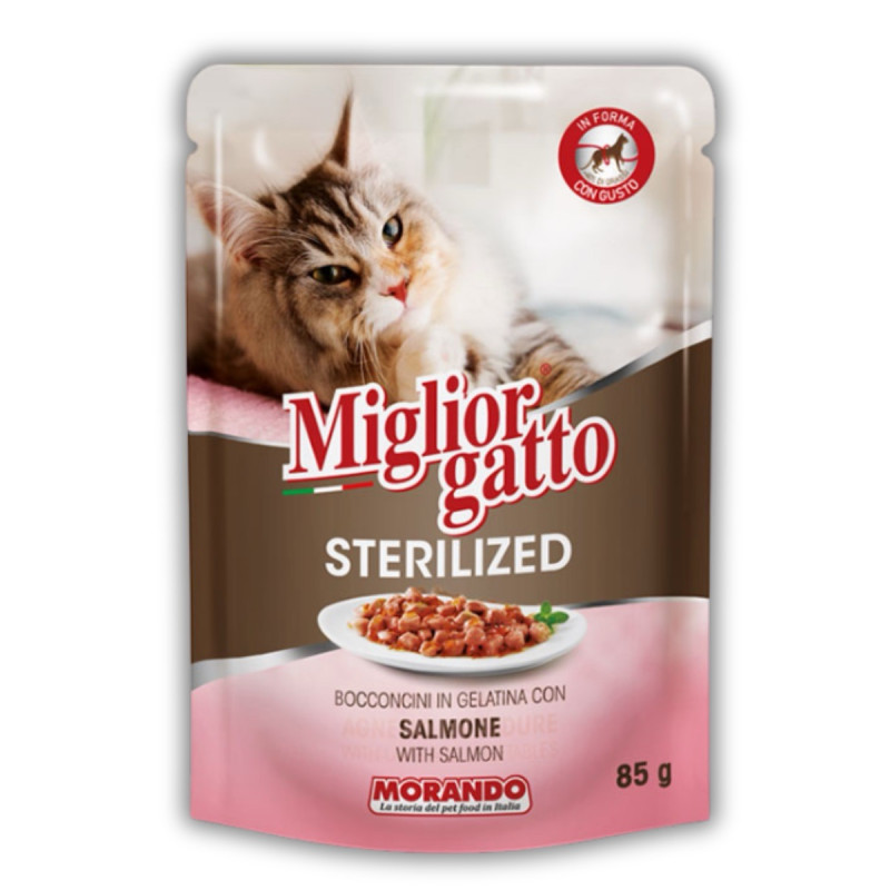 Morando Migliorgatto Sterilized набор влажного корма с лососем и рыбой, 85 гр з 4 шт - фото 3
