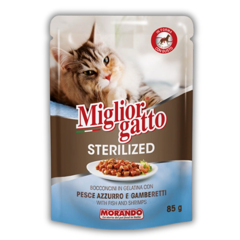 Morando Migliorgatto Sterilized набор влажного корма с лососем и рыбой, 85 гр з 4 шт - фото 4