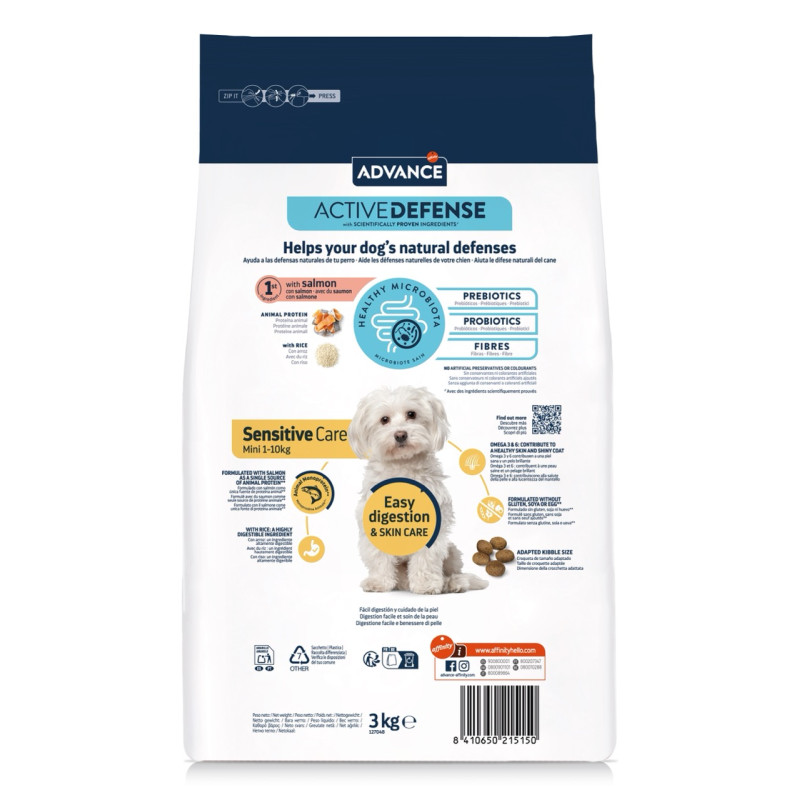 Advance Mini Sensitive сухий корм для собак малих порід із лососем, 3 кг - фото 2
