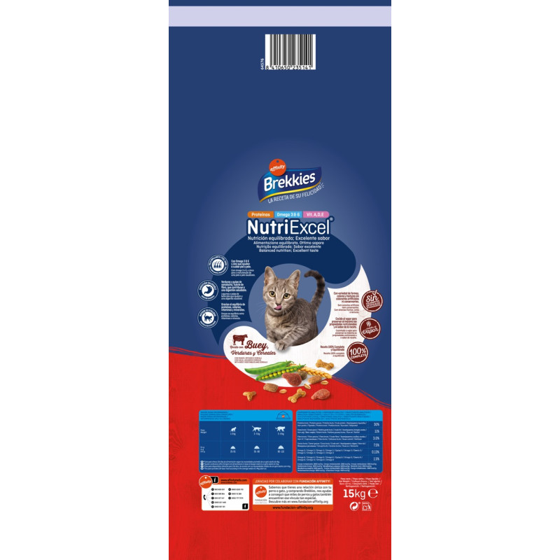 Brekkies Cat Beef сухий корм із яловичиною для котів, 15 кг - фото 2
