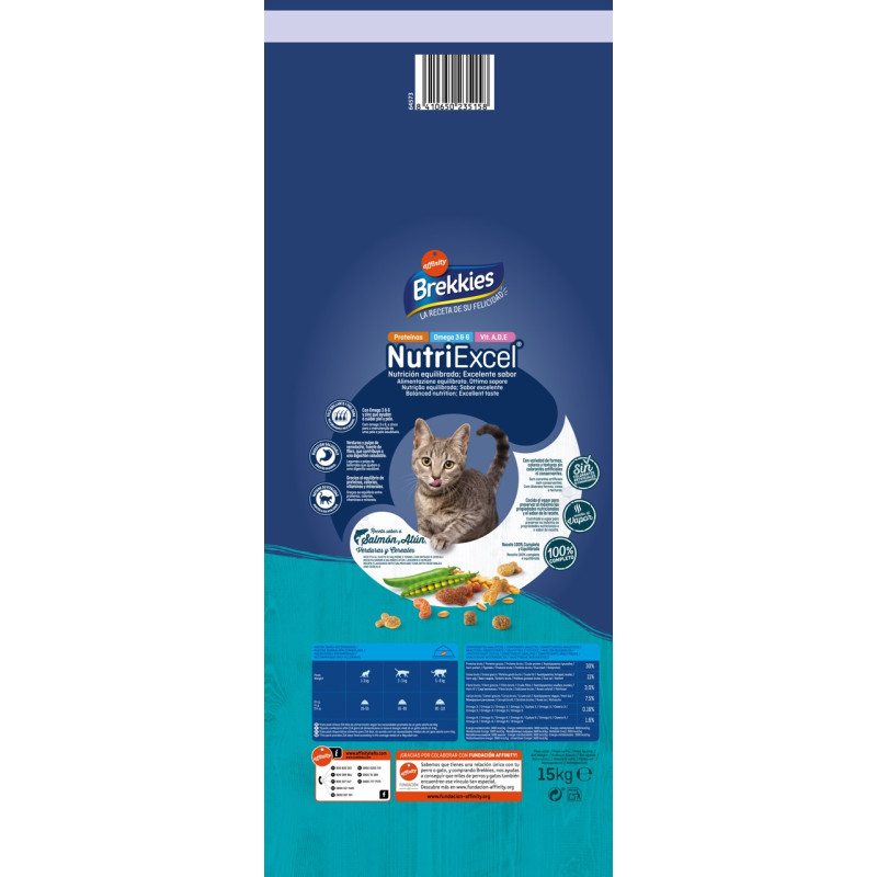 Brekkies Cat Salmon and Tuna сухой корм с тунцом и лососем для котов, 15 кг - фото 2