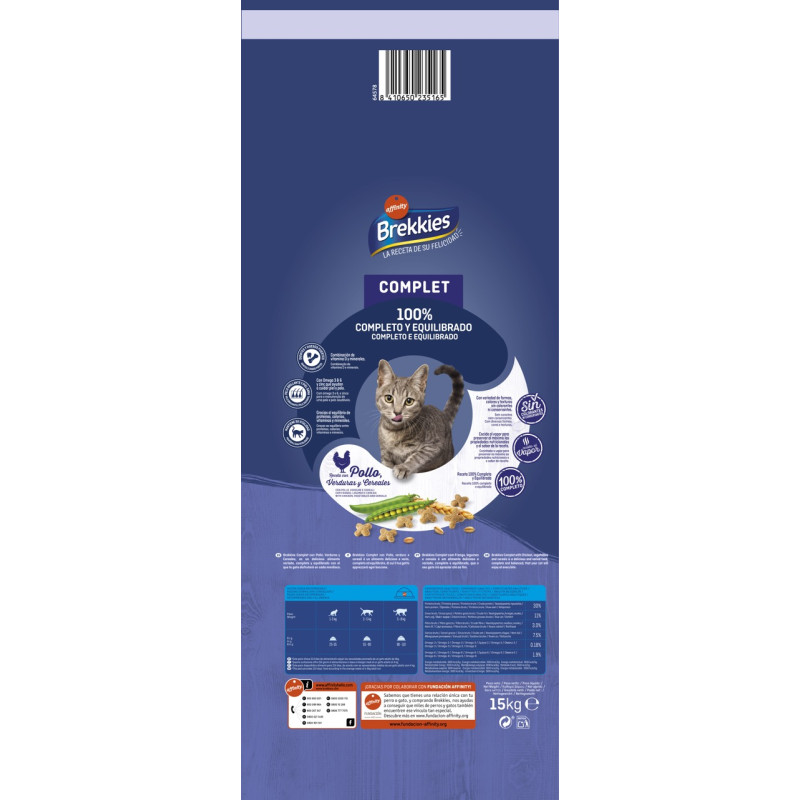 Brekkies Cat Chicken Complet сухий корм для котів з куркою, 15 кг - фото 2