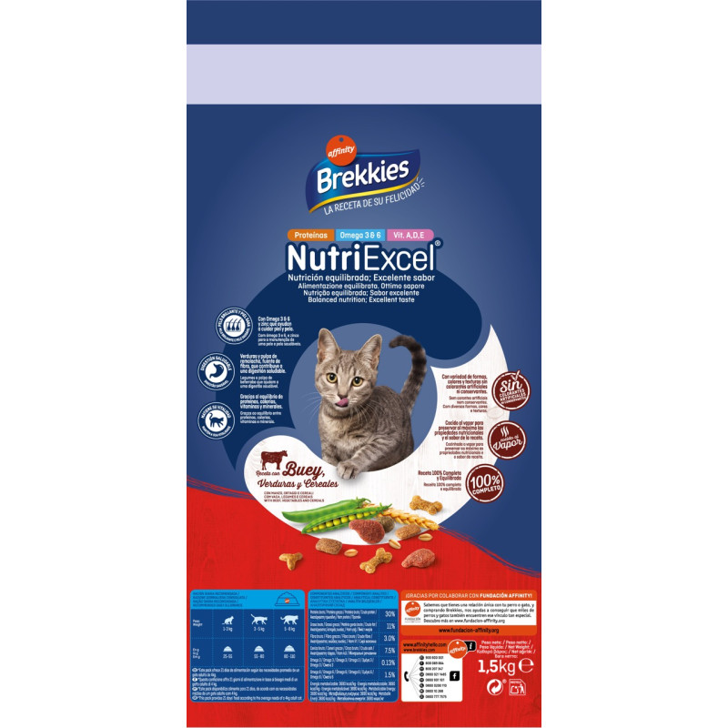 Brekkies Cat Beef сухий корм із яловичиною для котів, 1.5 кг - фото 2