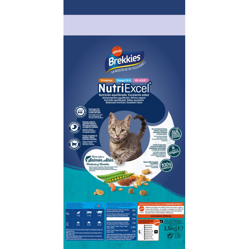 Brekkies Cat Salmon and Tuna сухой корм с тунцом и лососем для котов, 1.5 кг - фото 2