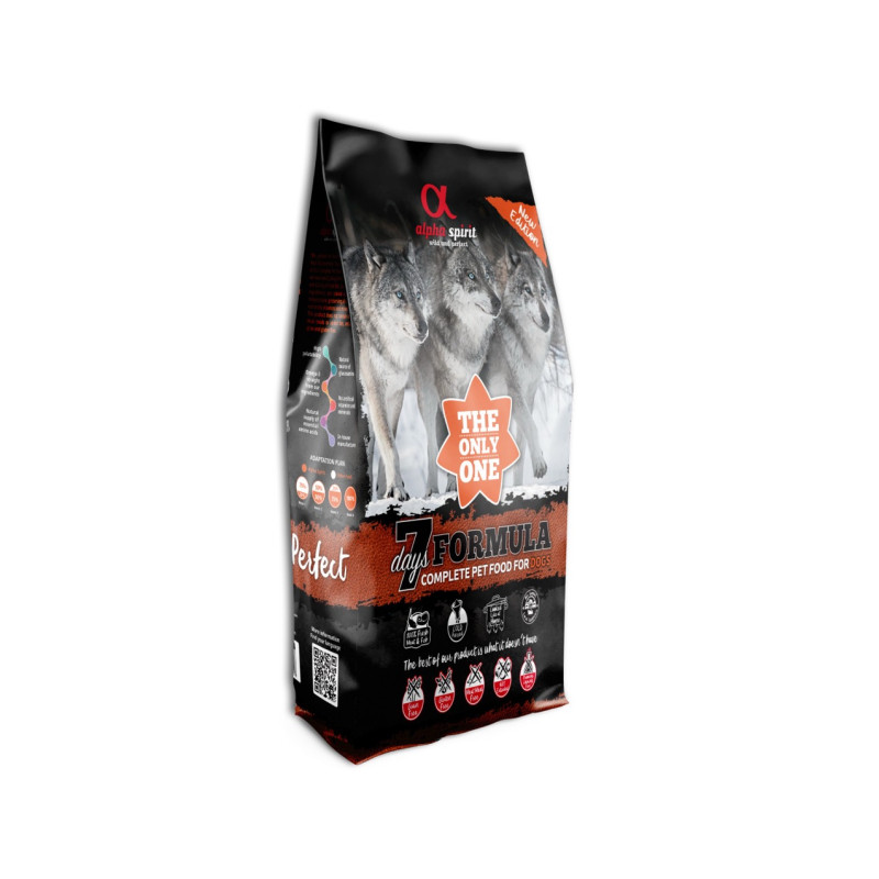 Alpha Spirit The Only One 7 Days Formula сухой корм для собак со свининой, курицей, рыбой, 3 кг - фото 2