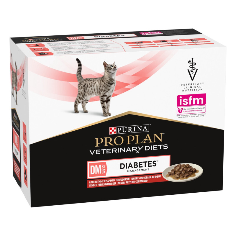 Purina Veterinary Diets DM Diabetes влажный корм для кошек с диабетом с говядиной 85 гр х 10 шт - фото 2