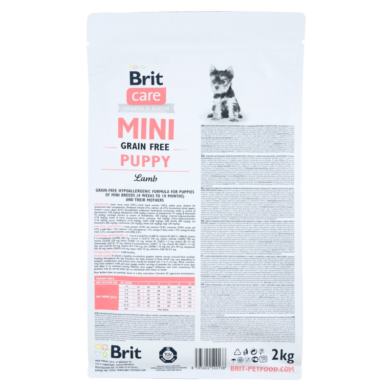 Brit Care Mini GF Puppy Lamb сухой корм с мясом ягненка для щенков миниатюрных пород, 2 кг - фото 2