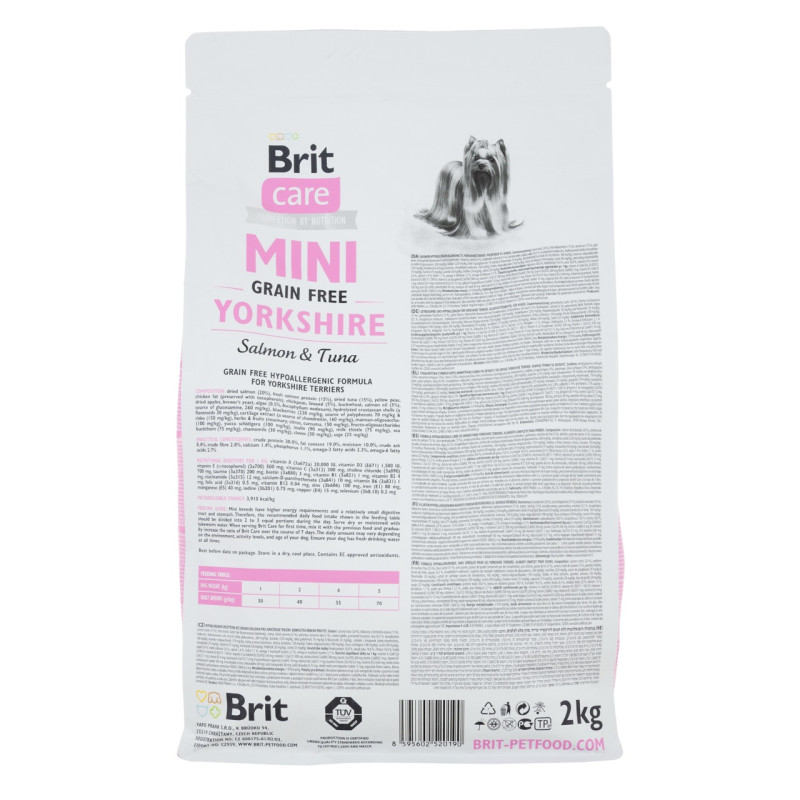 Brit Care Mini GF Yorkshire сухой корм c лососем и тунцом для собак породы йоркширский терьер, 2 кг - фото 2