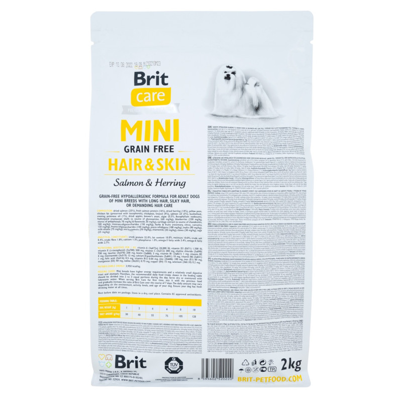 Brit Care GF Mini Hair & Skin сухой корм для собак малых пород для шерсти, 2 кг - фото 2