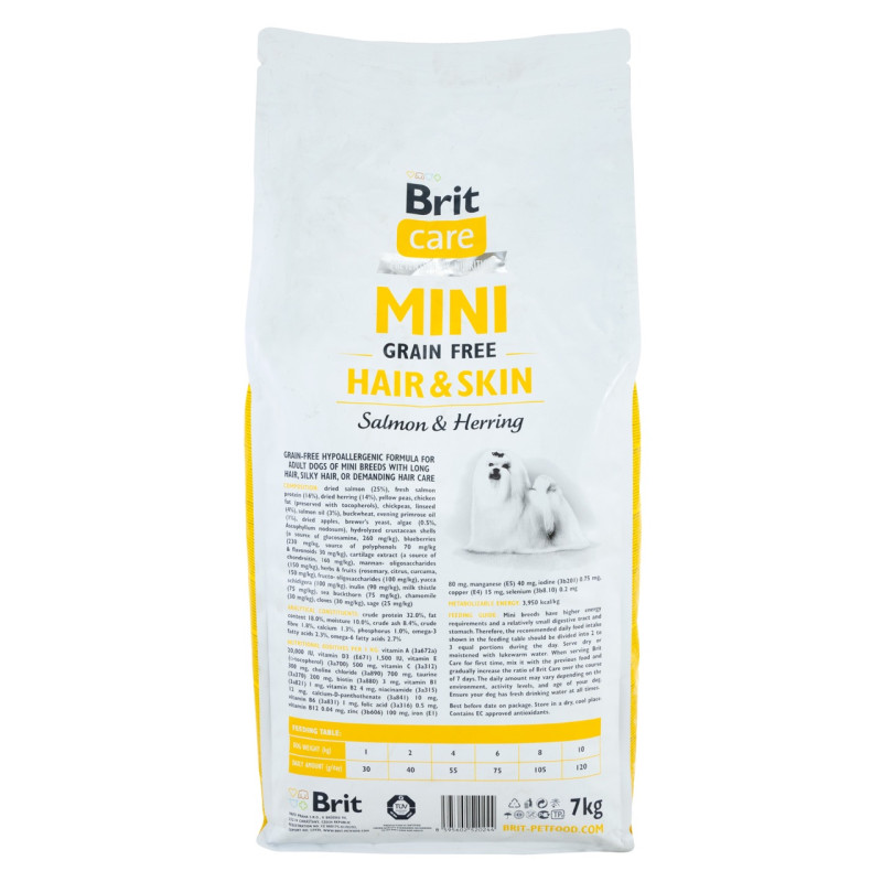 Brit Care GF Mini Hair & Skin сухой корм для собак малых пород для шерсти, 7 кг - фото 2