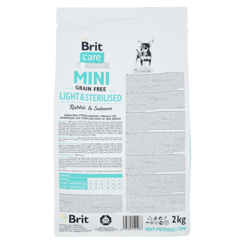 Brit Care GF Mini Light & Sterilised сухий корм для стерилізованих собак із надмірною вагою, 2 кг - фото 2