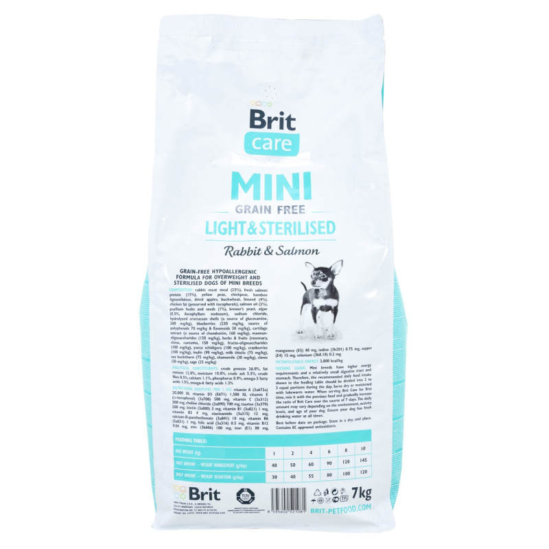 Brit Care GF Mini Light & Sterilised сухой корм для стерилизованных собак с избыточным весом, 7 кг - фото 2