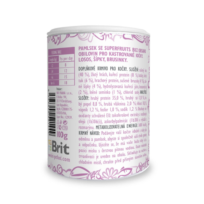 Brit Care Cat Snack Superfruits Salmon Sterilized лакомство для кошек с лососем, 100 гр - фото 2