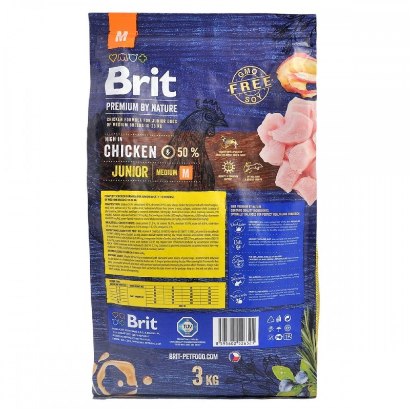 Brit Premium Junior M сухой корм с курицей для щенков средних пород, 3 кг - фото 2