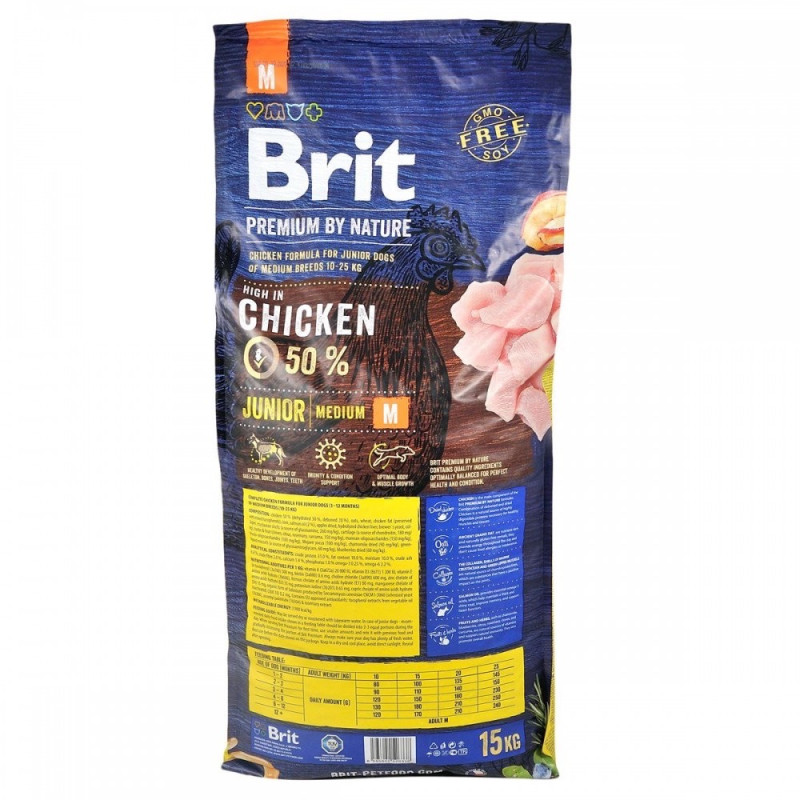 Brit Premium Junior M сухий корм з куркою для цуценят середніх порід, 15 кг - фото 2