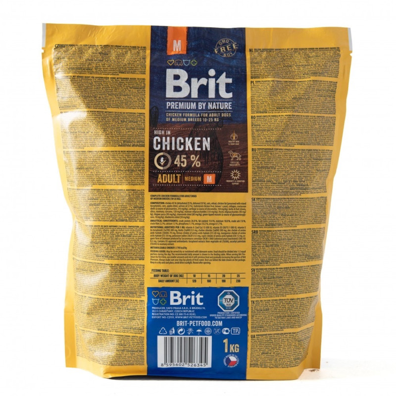 Brit Premium Adult M сухой корм с курицей для собак средних пород, 1 кг - фото 2