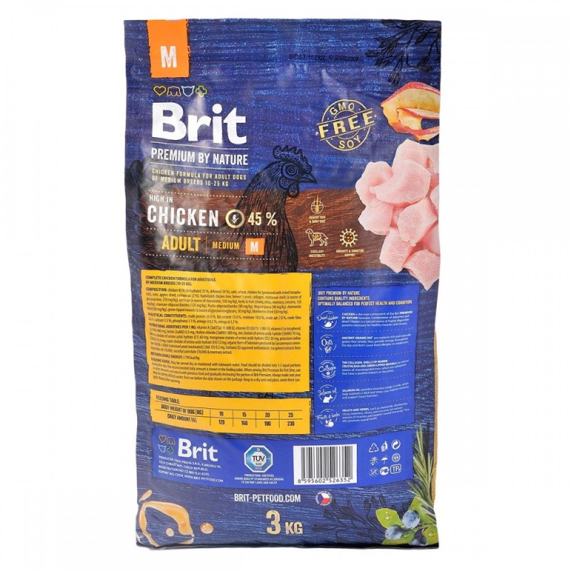 Brit Premium Adult M сухий корм з куркою для собак середніх порід, 3 кг - фото 2
