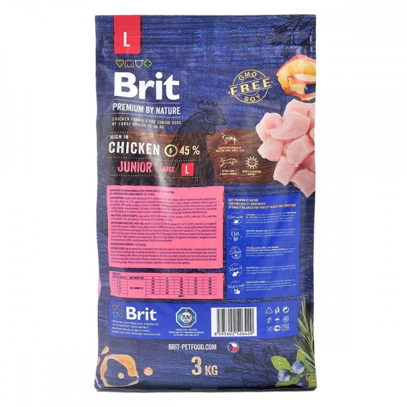 Brit Premium Junior L сухой корм с курицей для щенят крупных пород, 3 кг - фото 2