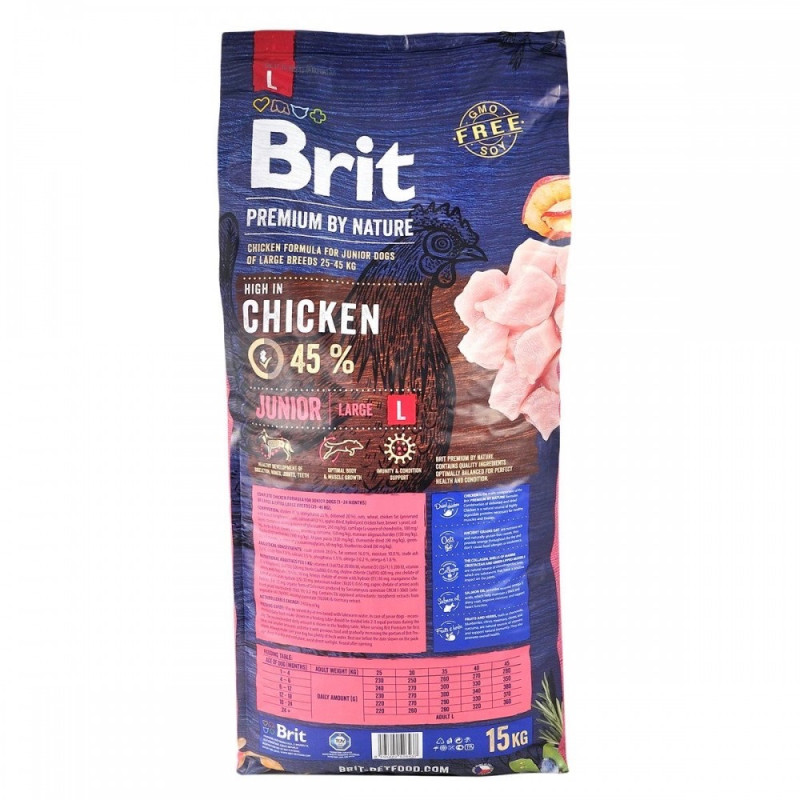 Brit Premium Junior L сухий корм з куркою для цуценят великих порід, 15 кг - фото 2