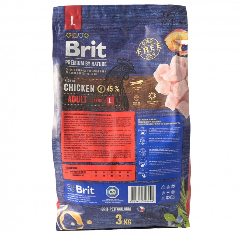 Brit Premium Adult L сухой корм с курицей для собак больших пород, 3 кг - фото 2