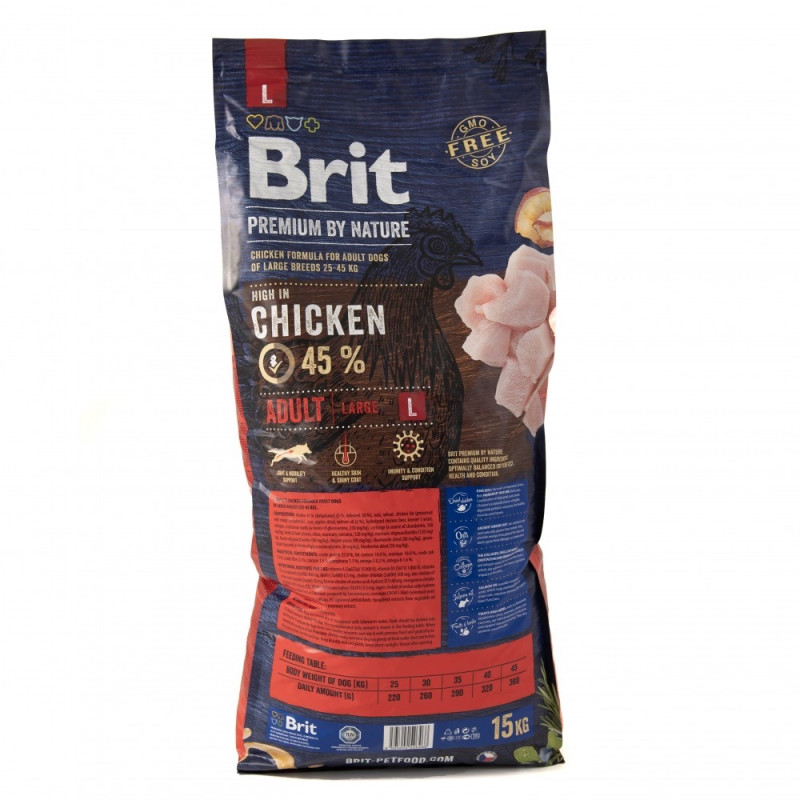 Brit Premium Adult L сухой корм с курицей для собак больших пород, 15 кг - фото 2