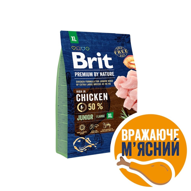 Brit Premium Junior XL сухой корм с курицей для щенков гигантских пород, 15 кг - фото 3