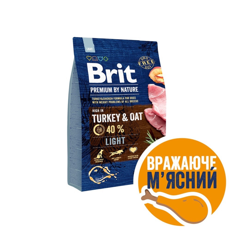 Brit Premium Light сухой корм с индейкой для собак с излишним весом, 15 кг - фото 3