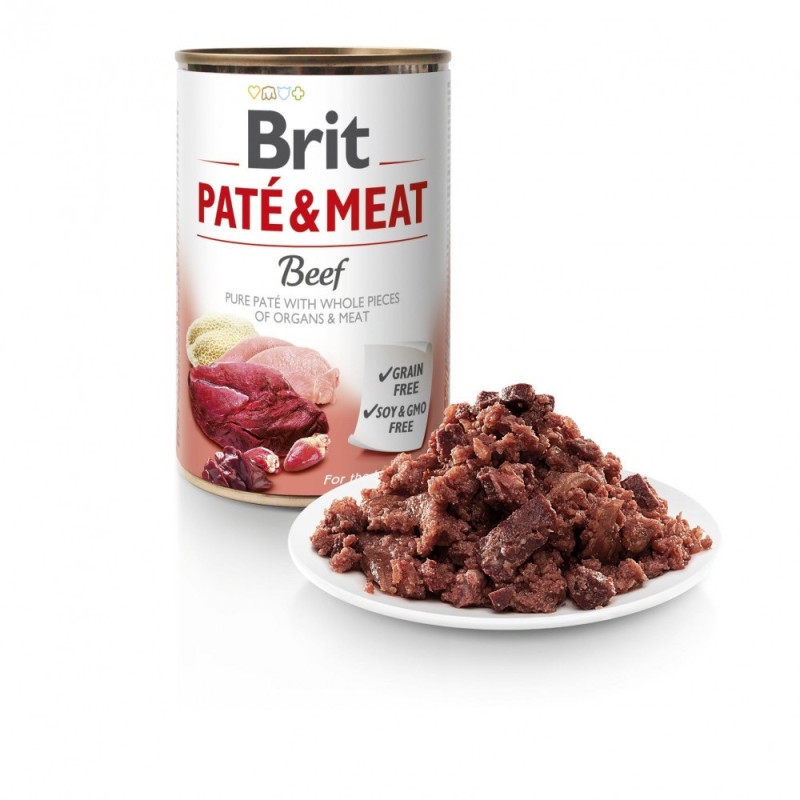 Brit Pate & Meat Dog Beef влажный корм с говядиной и индейкой для собак, 400 гр - фото 2