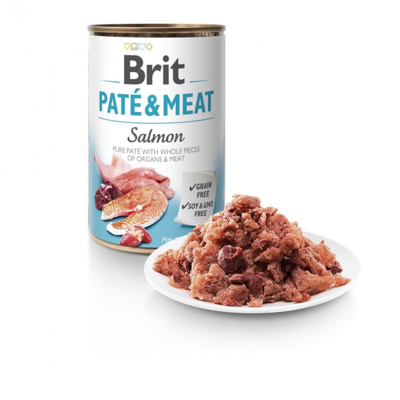 Brit Pate & Meat Dog Salmon влажный корм с лососем для собак, 400 гр - фото 2