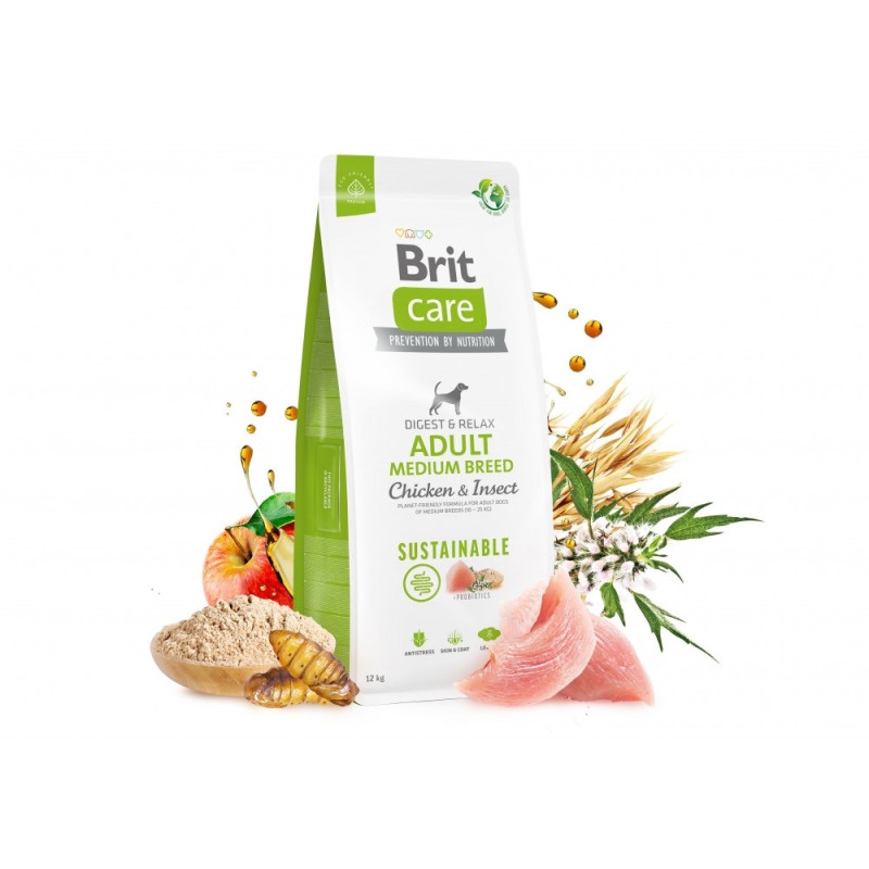 Brit Care Adult Medium Breed Chicken and Insect сухой корм с курицей и белком насекомых для собак средних пород, 3 кг - фото 3