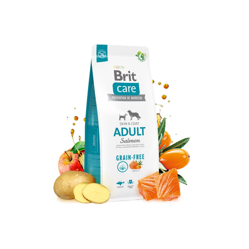 Brit Care GF Adult Salmon сухой корм с лососем для собак малых и средних пород, 3 кг - фото 3