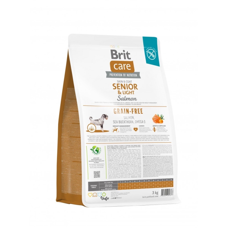 Brit Care GF Senior and Light Salmon сухой корм с лососем для пожилых собак, 3 кг - фото 2