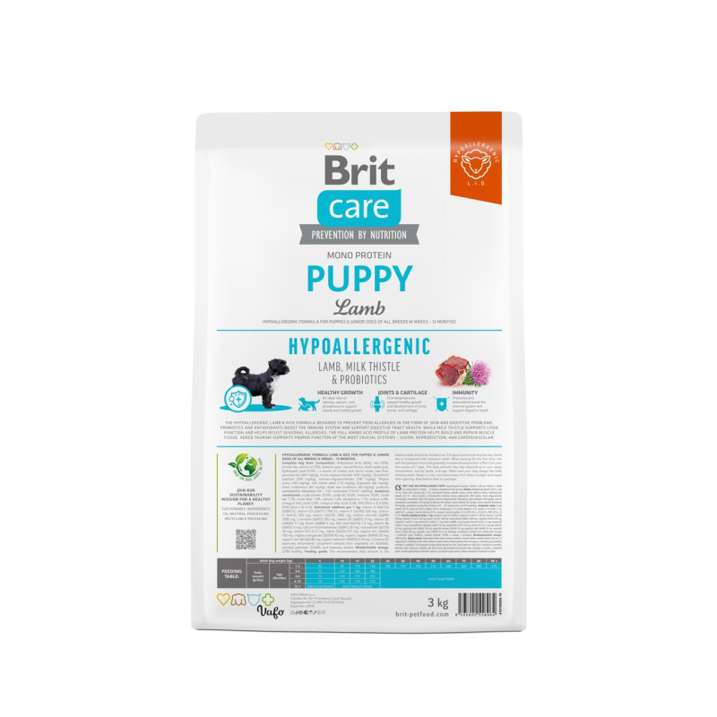 Brit Care Puppy All Breed Lamb Hypoallergic сухой корм с ягненком для щенят, 3 кг - фото 2