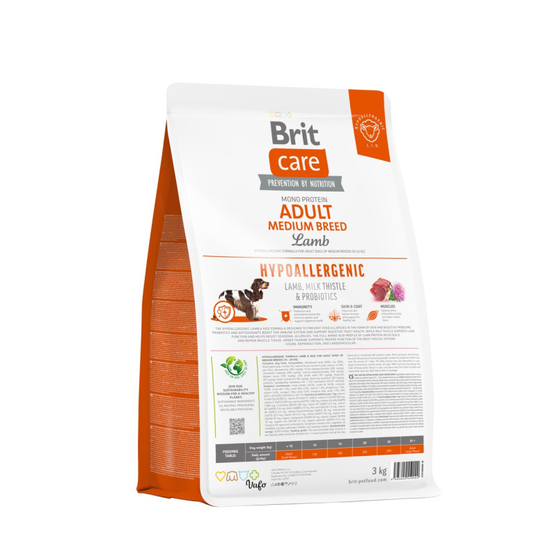Brit Care Adult Medium Breed Lamb Hypoallergic сухой корм для собак средних пород с ягненком, 3 кг - фото 3
