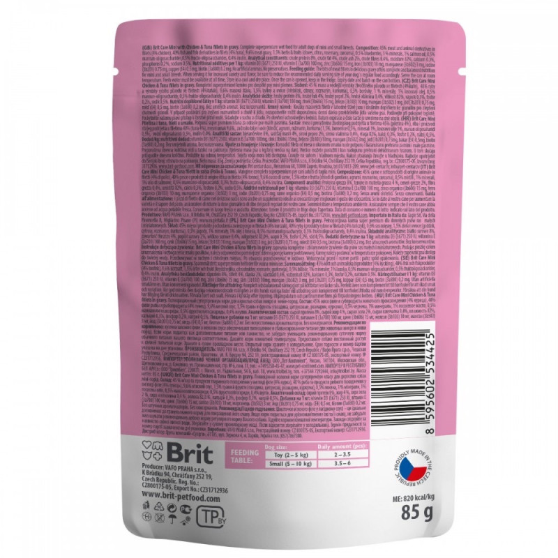 Brit Care Mini Fillets In Gravy Chicken and Tuna влажный корм с курицей и тунцом для собак мелких пород, 85 гр - фото 3