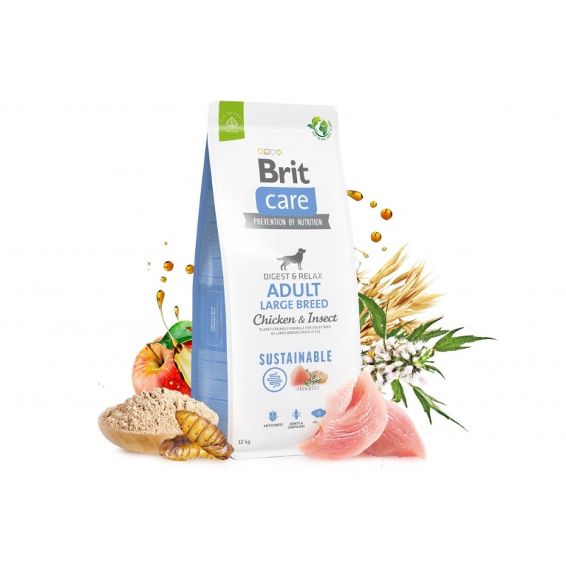 Brit Care Adult Large Breed Chicken and Insect сухой корм с куриицей и белком насекомых для собак крупных пород, 12+2 кг - фото 2