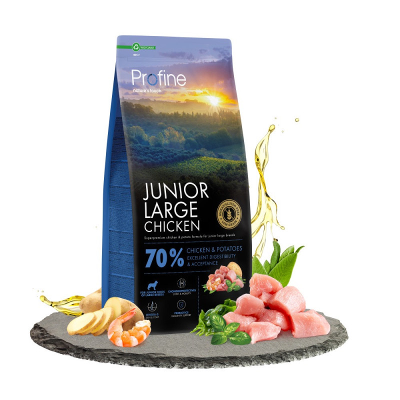Profine Junior Large Breed Chicken & Potatoes сухой корм с курицей для щенят и юниоров крупных пород, 12 кг - фото 2