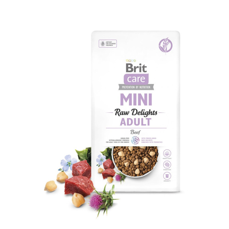 Brit Care Mini Raw Delights Beef сухой корм с говядиной для собак малых пород, 2 кг - фото 6