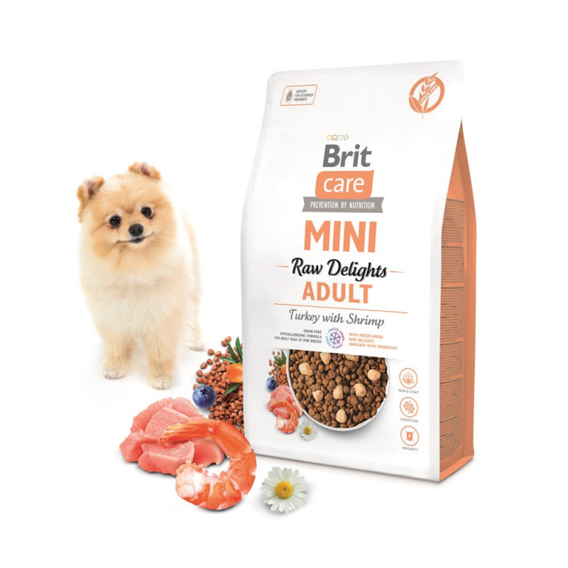 Brit Care Mini Raw Delights Turkey with Shrimp сухой корм с индейкой для собак малых пород, 2 кг - фото 2
