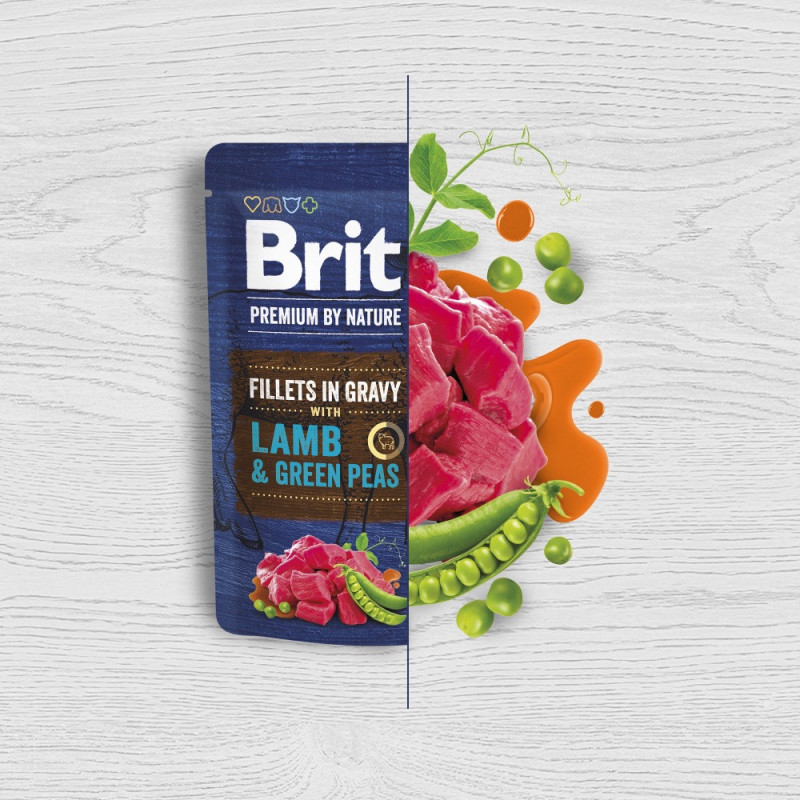 Brit Premium Fillets in Gravy Lamb & Green Peas вологий корм з ягнятком для собак малих порід, 85 гр - фото 2
