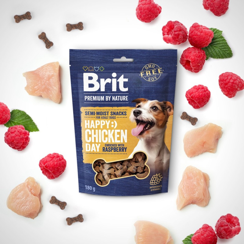 Brit Premium Semi-Moist Snacks Chicken With Raspberry лакомство для собак с курицей, 180 гр - фото 2