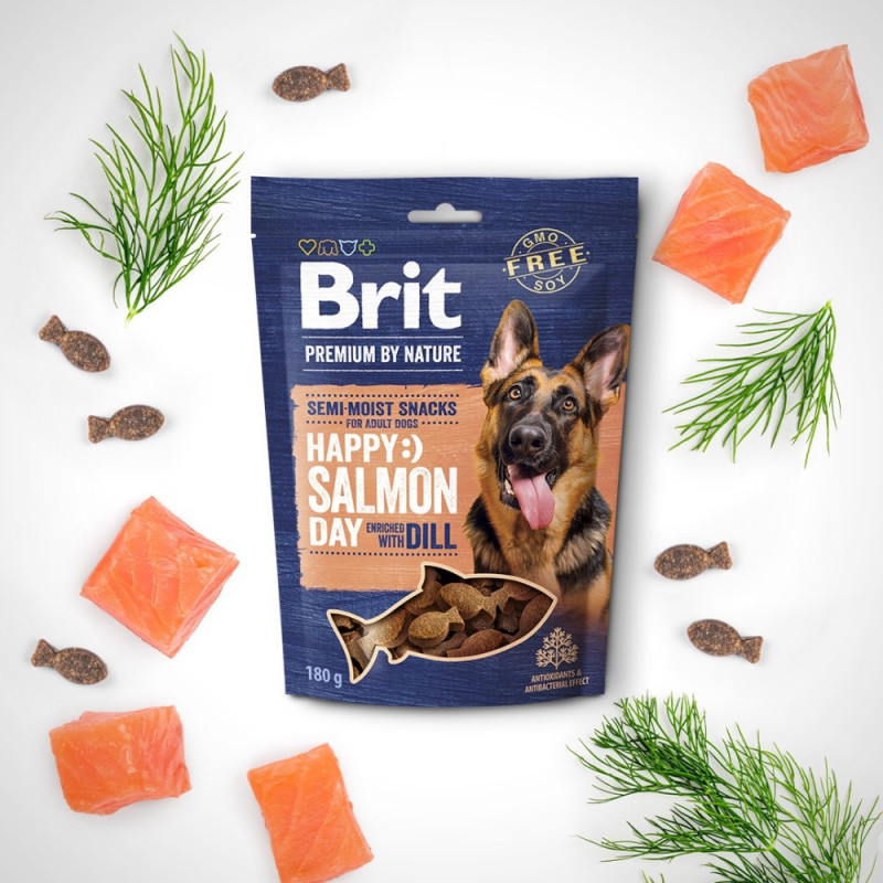 Brit Premium Semi-Moist Snacks Salmon With Dill лакомство для собак с лососем, 180 гр - фото 2