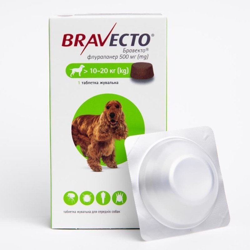 Bravecto (Бравекто) таблетки от блох и клещей для собак весом от 10 до 20 кг - фото 2